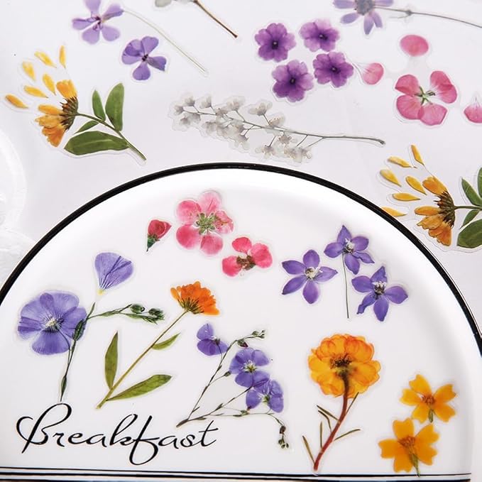 160 Pcs Transparent Flower Stickers