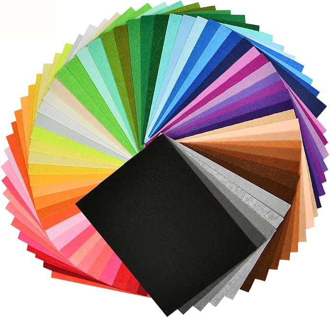 BUYGOO 60Pcs Stiff Felt Fabric Sheets, 8 x 12 inches Craft Felt Sheets Assorted
