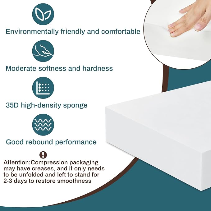 Frienda 1 Pack 6" x 22" x 24" Upholstery High Density Craft Foam Sheets