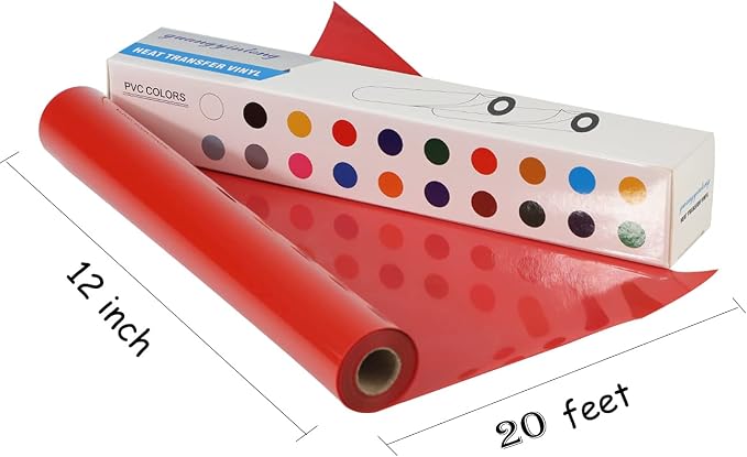 guangyintong Heat Transfer Vinyl Red HTV Rolls, Glossy Surface HTV Vinyl