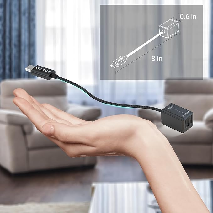 Cubilux USB C to SPDIF Transmitter, Unidirectional Type C to Optical Audio Output Adapter with 192KHz/24bit DAC for MacBook Pro/Air, Laptop, Computer