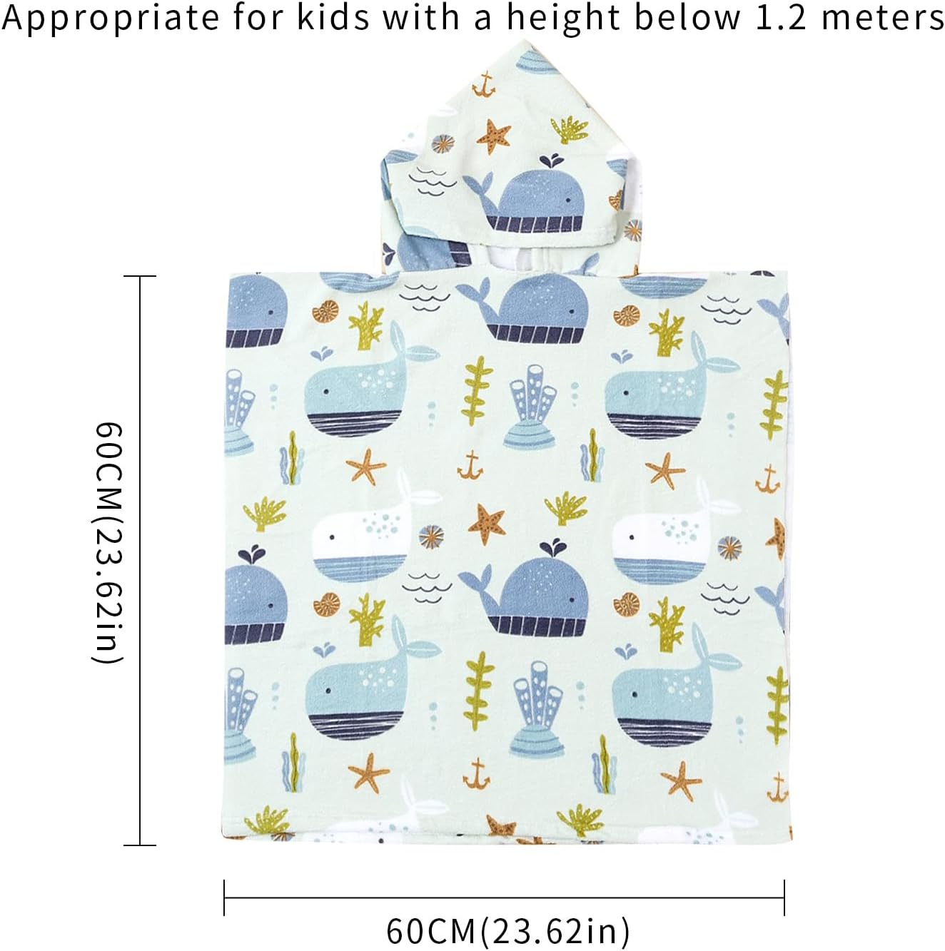 Toddler & Kids Hooded Bath & Beach Towel - Microfiber Wearable Poncho for Bathroom, Pool, Beach