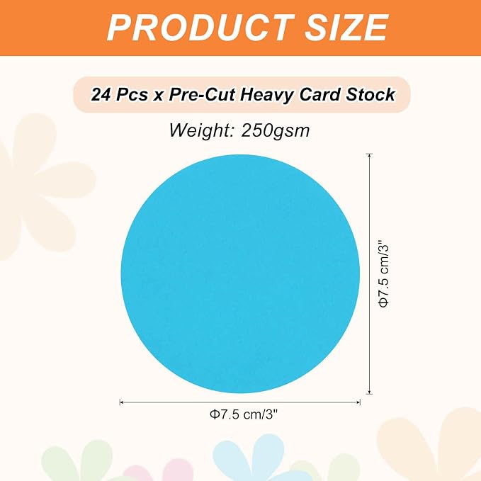 MECCANIXITY 24 Pcs Circle Card Stock, 3 Inch Round Cutouts Paper Thick
