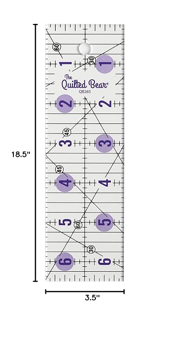 The Quilted Bear Rectangular Acrylic Quilting Ruler, Precise Bold Lines