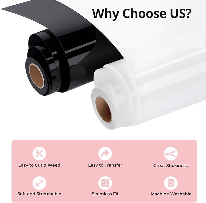 HTVRONT White and Black HTV Vinyl Roll