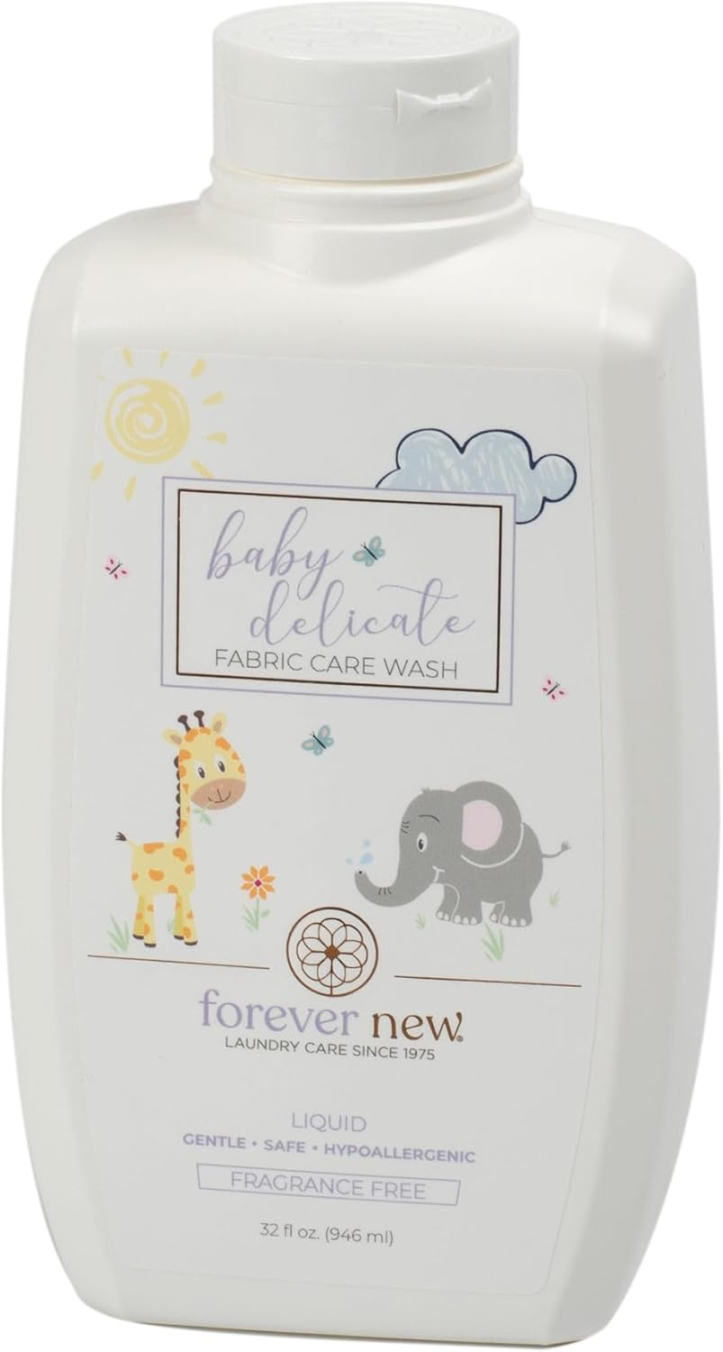 Baby Forever New 32 Ounce - Liquid Fragrance Free Fabric Care Wash 2 Pack (64 Ounce Total) - Baby Laundry Detergent