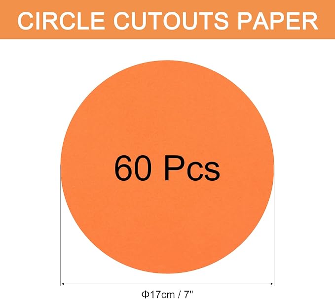 MECCANIXITY 60 PCS Orange Red Color Circle Cutouts Paper 7 Inch Round Card