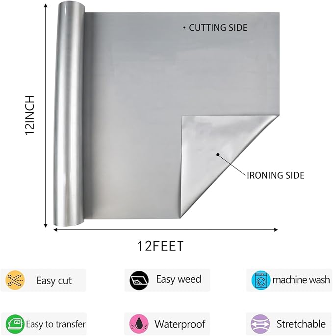 HTV Iron on Vinyl 12Inch by 12ft Roll HTV Heat Transfer Vinyl