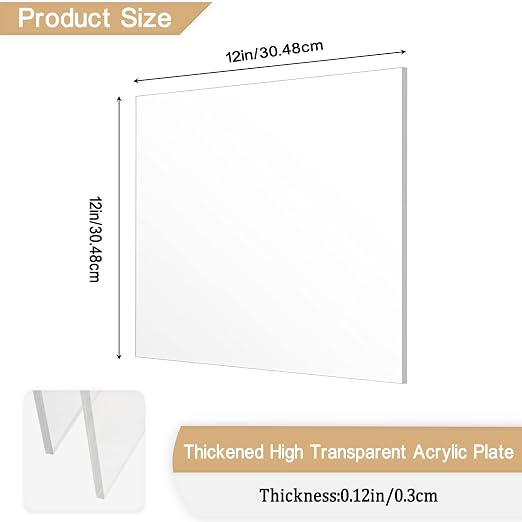 2 Pieces 1/8" Thick Acrylic Sheets, Plexiglass Sheets, Photo Frames