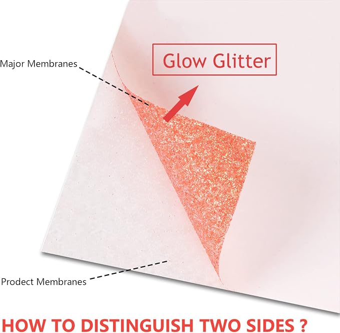 guangyintong Heat Transfer Vinyl Glow Glitter Orange Red HTV Rolls, Glitter HTV