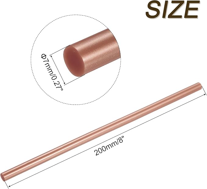 uxcell Mini Hot Glue Sticks for Glue Gun 7mm x 200mm Rose Gold 12pcs