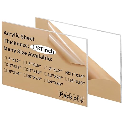 11 x 14 inch Clear Acrylic Sheets 1/8 inch Thick