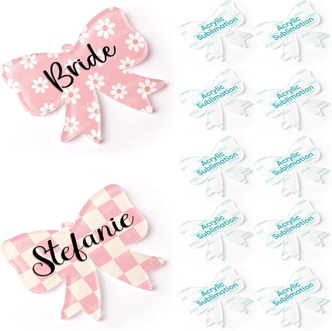 YOPPIX 10 Pcs Sublimation Bow Blanks, Sublimation Acrylic Bow Blanks Keychain