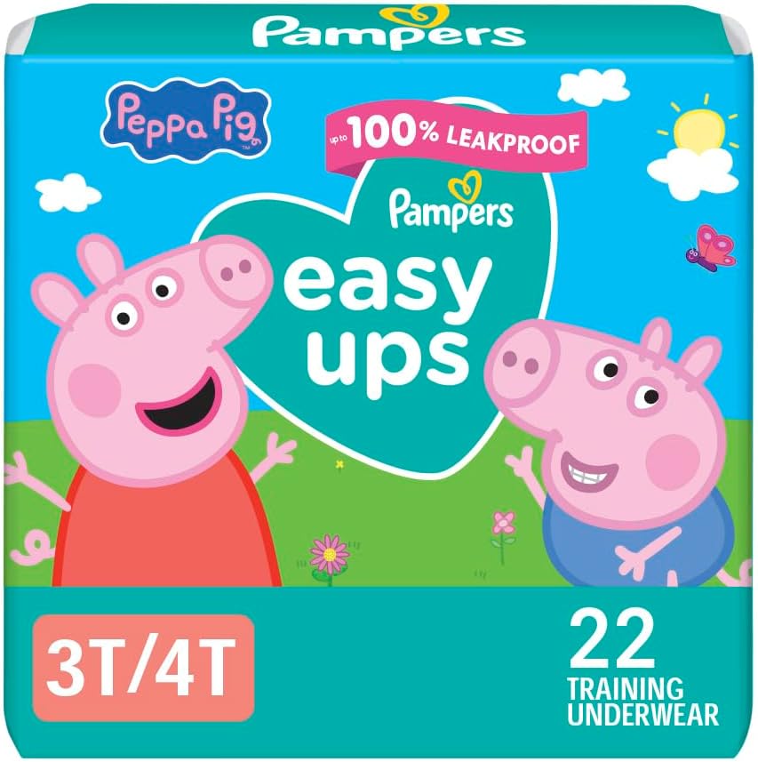 Pampers Training Pants - Easy Ups Girls & Boys - Size 3T-4T, 22 Count, Peppa Pig Underwear (Packaging May Vary)