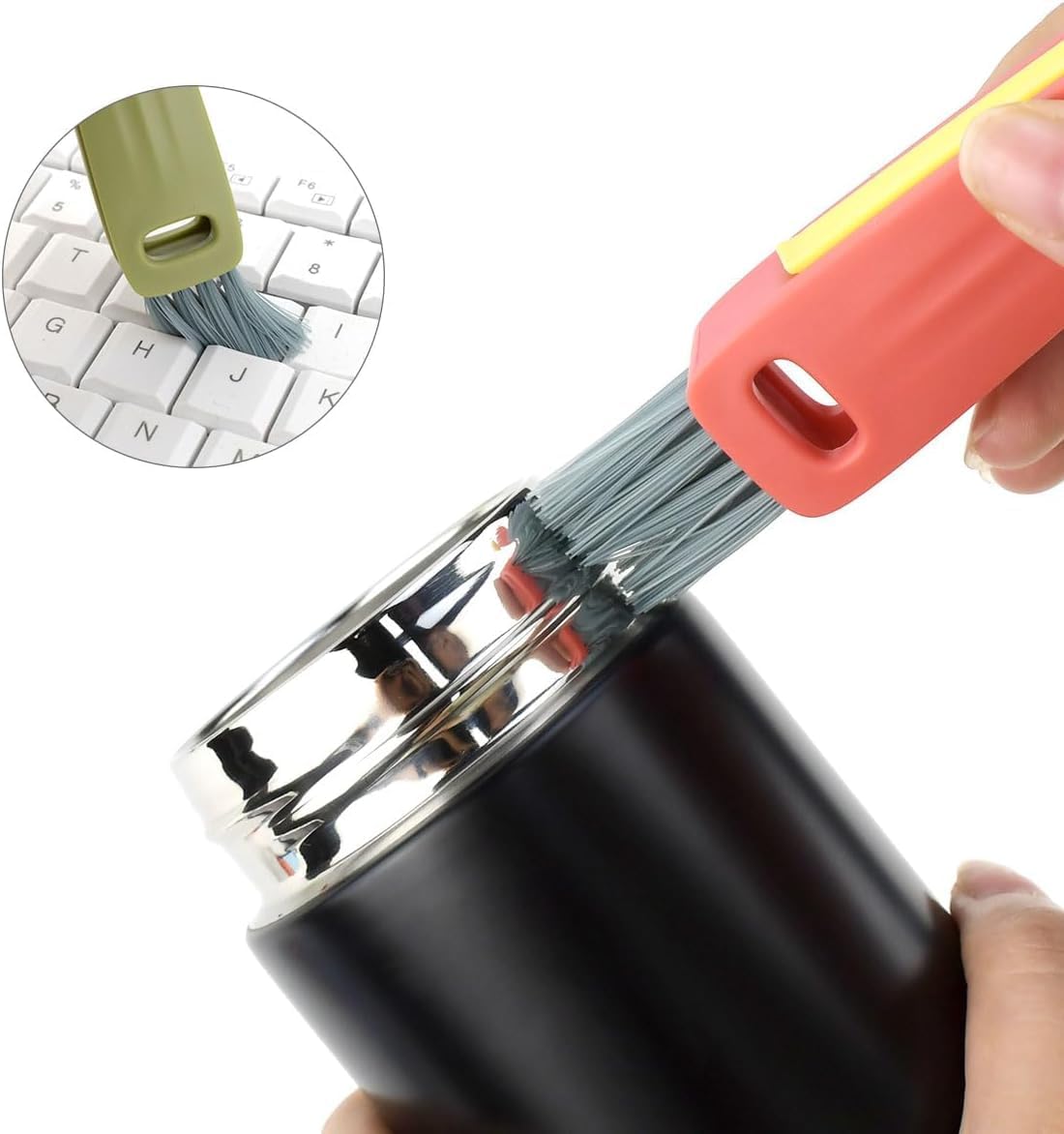 3 in 1 Cup Lid Cleaning Brush, Multifunctional Bottle Cleaning Brush, Portable Cup Lid Cleaner for Bottle Gap Tight Spaces Cup, Water Bottle Cleaner Brush, Home Kitchen Cleaning Tools (3 PCS)