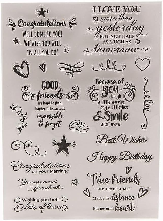 Congratulations Blessing Words Clear Stamps Silicone Stamp Cards