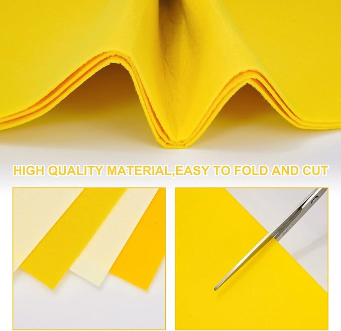 Whaline 18Pcs Felt Fabric Sheets Soft Thick Assorted Yellow Craft Felt Pack