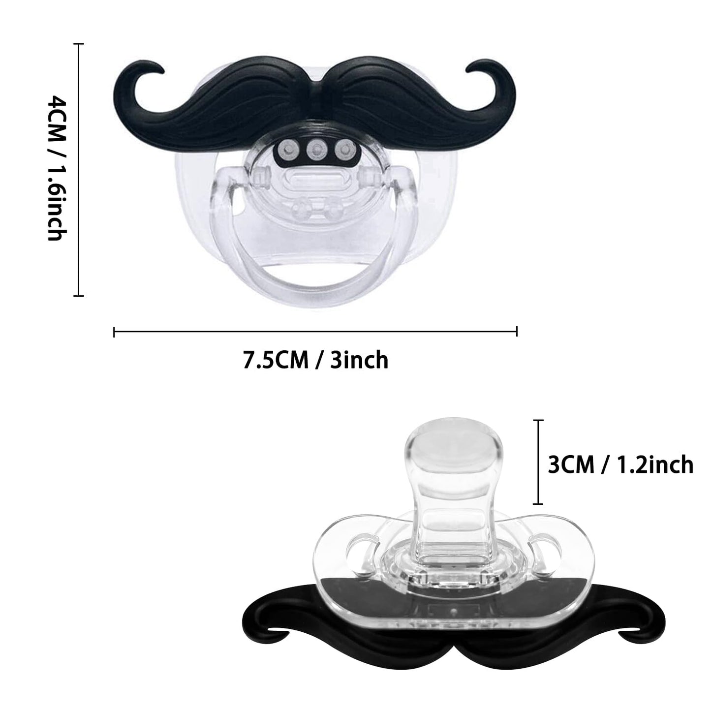 Funny Baby Pacifiers,Mustache Pacifiers 0-18 Months for Babies,Mustache Binky,Gift for Newborns,Infants,Toddlers,Baby Boys,BPA Free(Mustache Pacifiers)