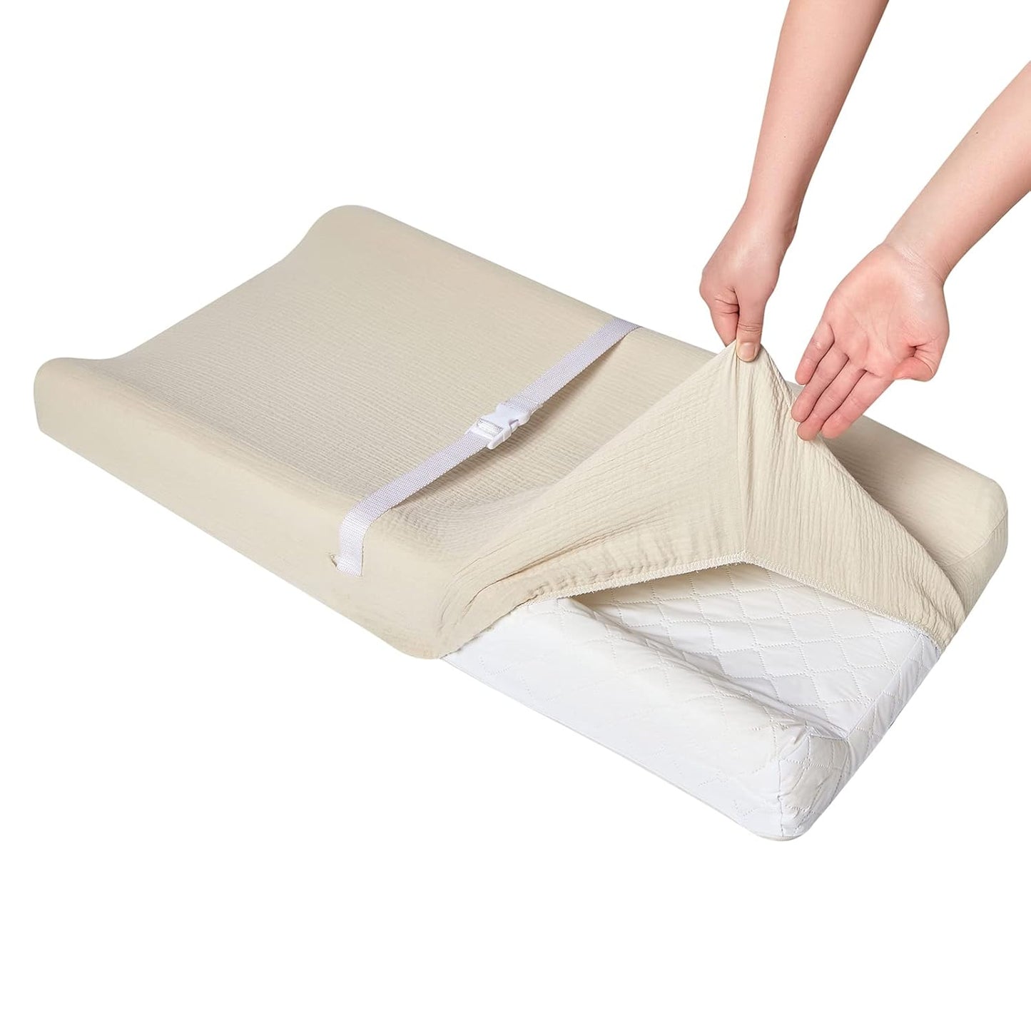 Muslin Changing Pad Cover,Ultra Soft Breathable Diaper Changing Table Cover for Baby Boys Girls,Neutral Fitted Changing Pad Sheets