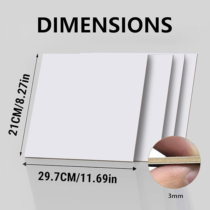 4 Pack Double-Sided Pre-Painted Colored Plywood Sheets, 11.7"x8.27"x1/8"