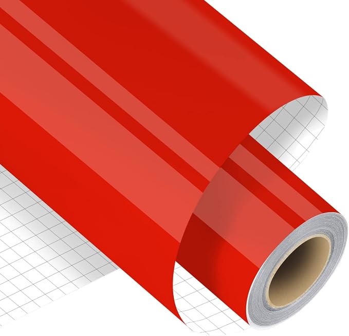 Red Permanent Adhesive Vinyl Roll