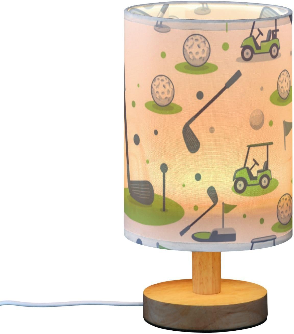 Golf Ball Flag Car Table Lamp for Bedroom Bedside Lamp Desk Lamps Cylinder Nightstand Lamp for Living Room Office Decor