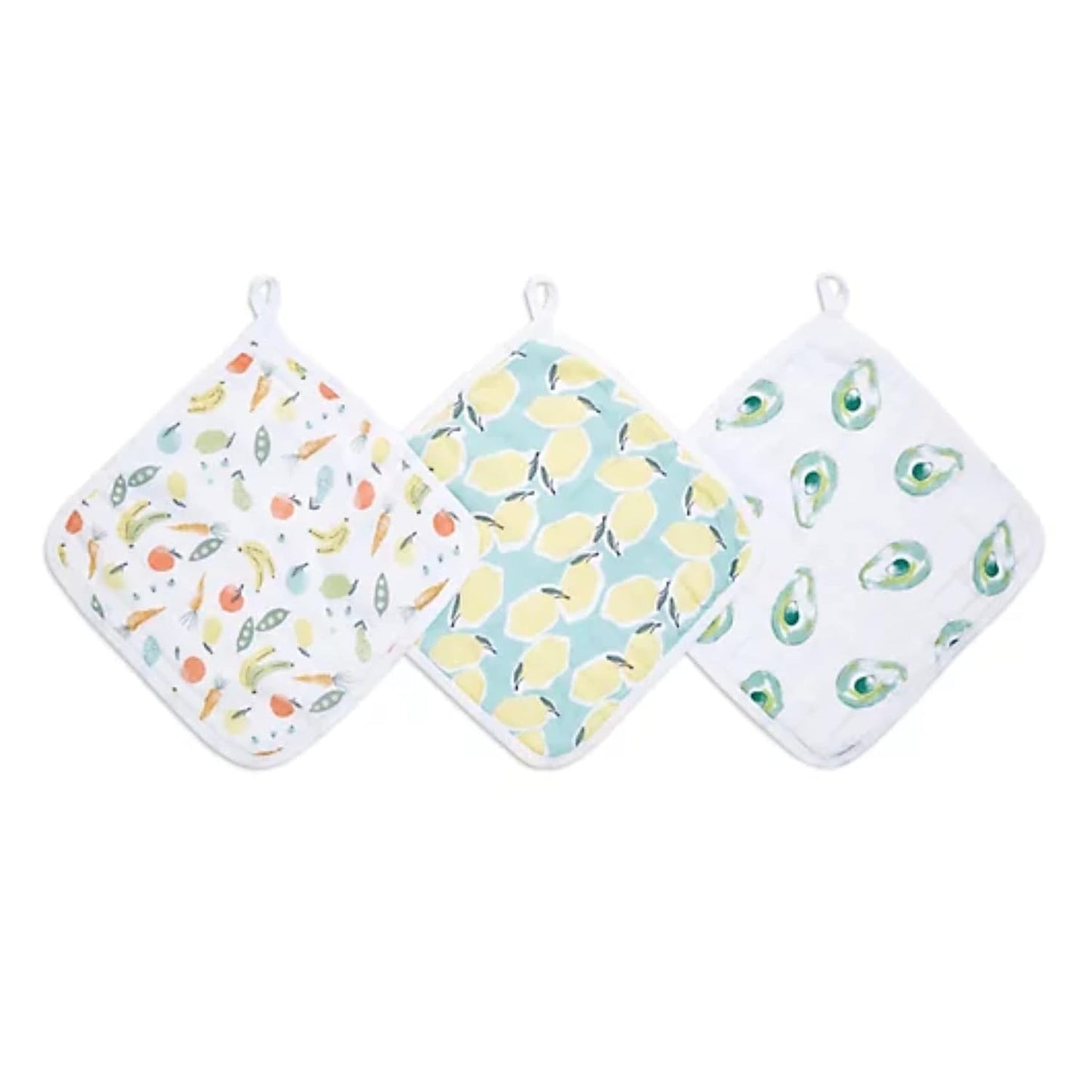 aden + anais Essentials Washcloth 3-Pack, Super Soft 100% Cotton Muslin, Gentle on Skin, 3 Absorbent 11x11 Layers, Softer with Every Use, Perfect for Babies, Infants, Toddlers, Farm to Table