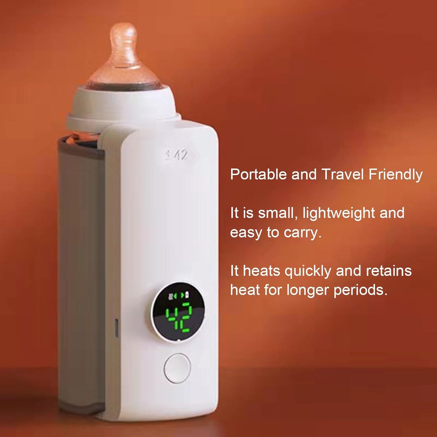 Portable Bottle Warmer, Fast Heating Wireless Milk Warmer Sleeve with Accurate Constant Temperature Control, Comfortable for Travel