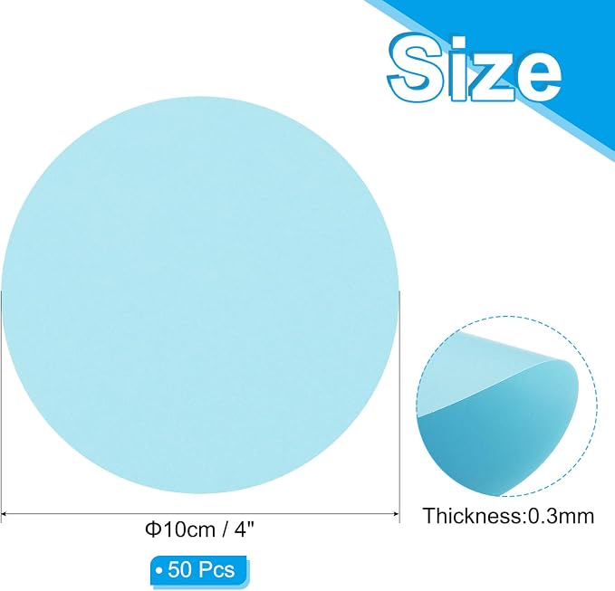 PATIKIL 4inch Circle Card Stock, Light Blue