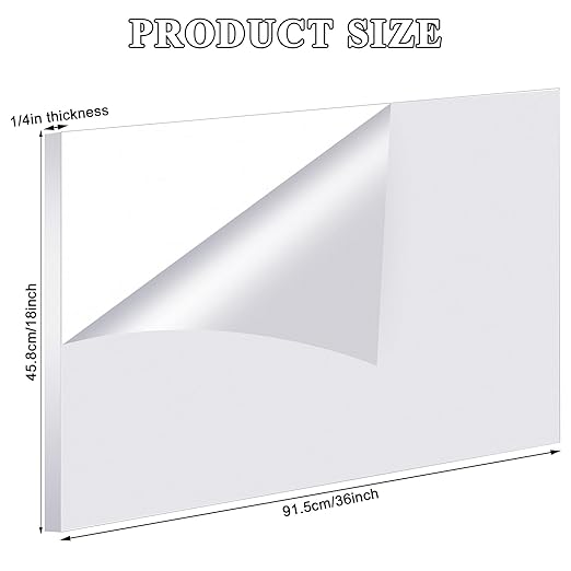 Roowest 2 Pcs 18 x 36 Inch, 1/4 Inch Thick Clear Acrylic Sheets Plastic Panels
