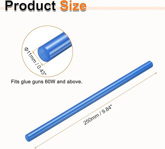 HARFINGTON 10pcs Hot Glue Sticks 0.43" Dia x 9.84" Long EVA Mini Hot Melt