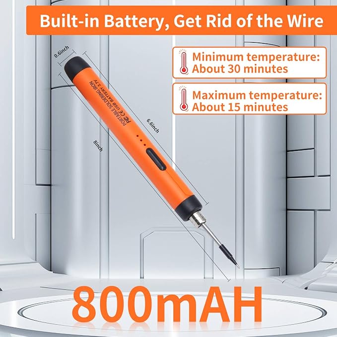 Rechargeable Soldering Iron Kit,800mah USB Wireless Electric Soldering,Cordless Portable,Suitable for DIY and home appliance repair (Basic)