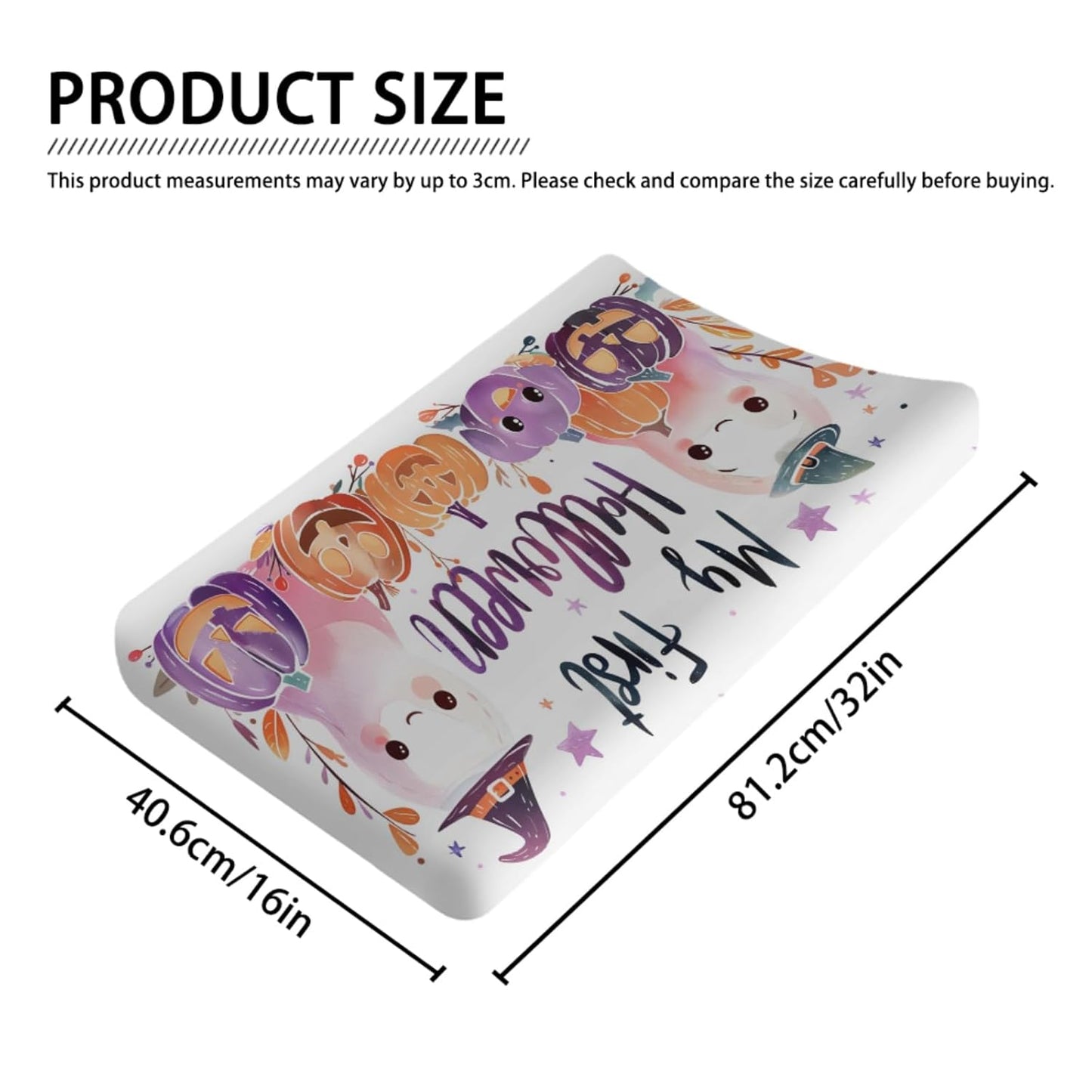Cartoon Halloween Pumpkin Witch Hats Baby Changing Pad Cover, Unisex Fall Winter Holiday Nursery Diaper Changing Table Pad Mat Sheet for Boys Girls-16x32