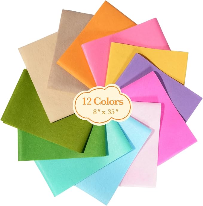 Phantomon 8" x 35" Felt Fabric Sheets, 1mm Sturdy Nonwoven Felt Rolls, Large