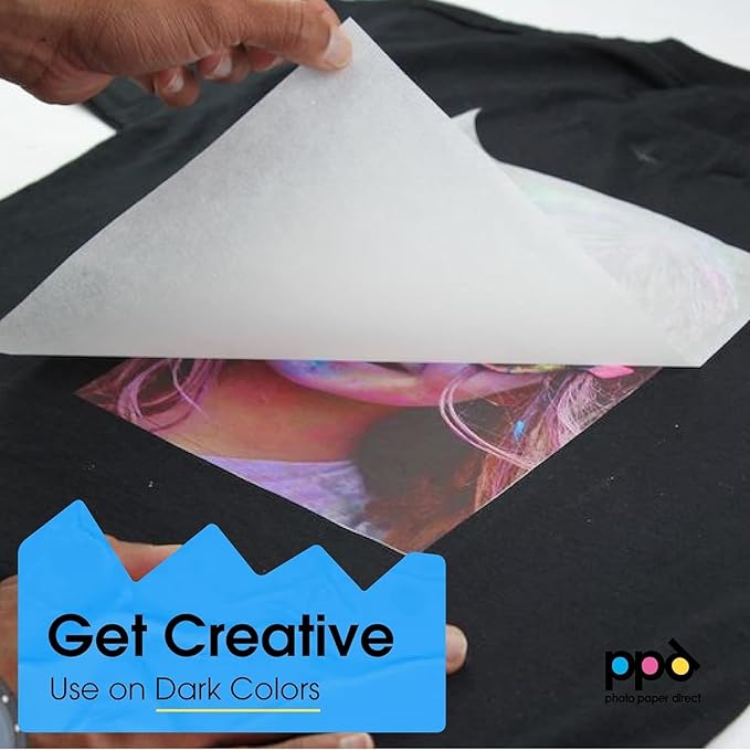 PPD 10 Sheets 8.5x11" Iron-on Heat Transfer Paper Dark Fabrics Inkjet | Vibrant