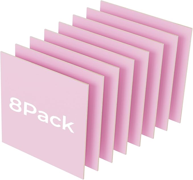 8 Pack Pink Basswood for Laser Cutting, for Laser Engraving, DIY Craft Wood &