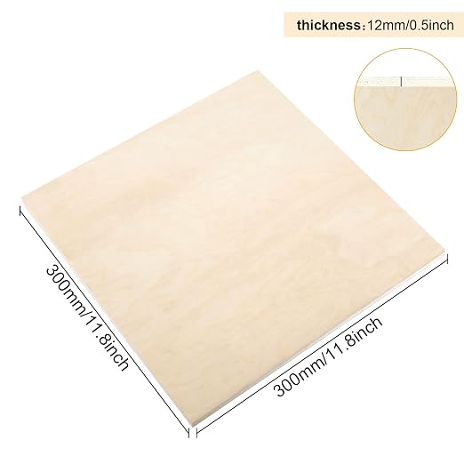 CertBuy 12" x 12" Plywood Board 1/2 Thick, 4 Pack Plywood Squares, Baltic Birch