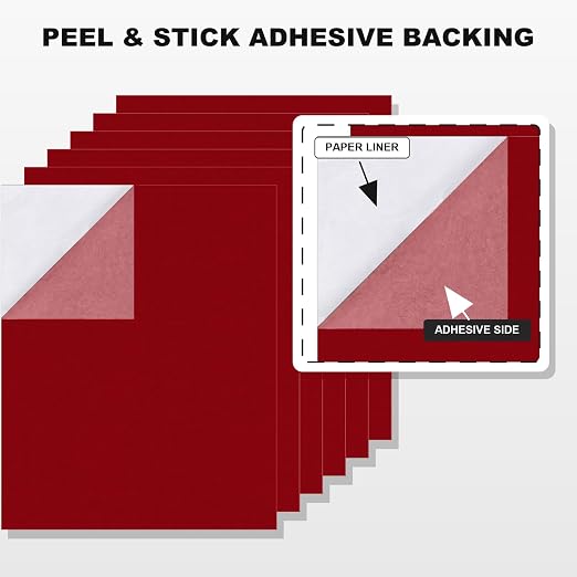 6PCS Large Self Adhesive Felt Sheet, 13.4"x10.8", 2mm Thick Stiff Felt Fabric