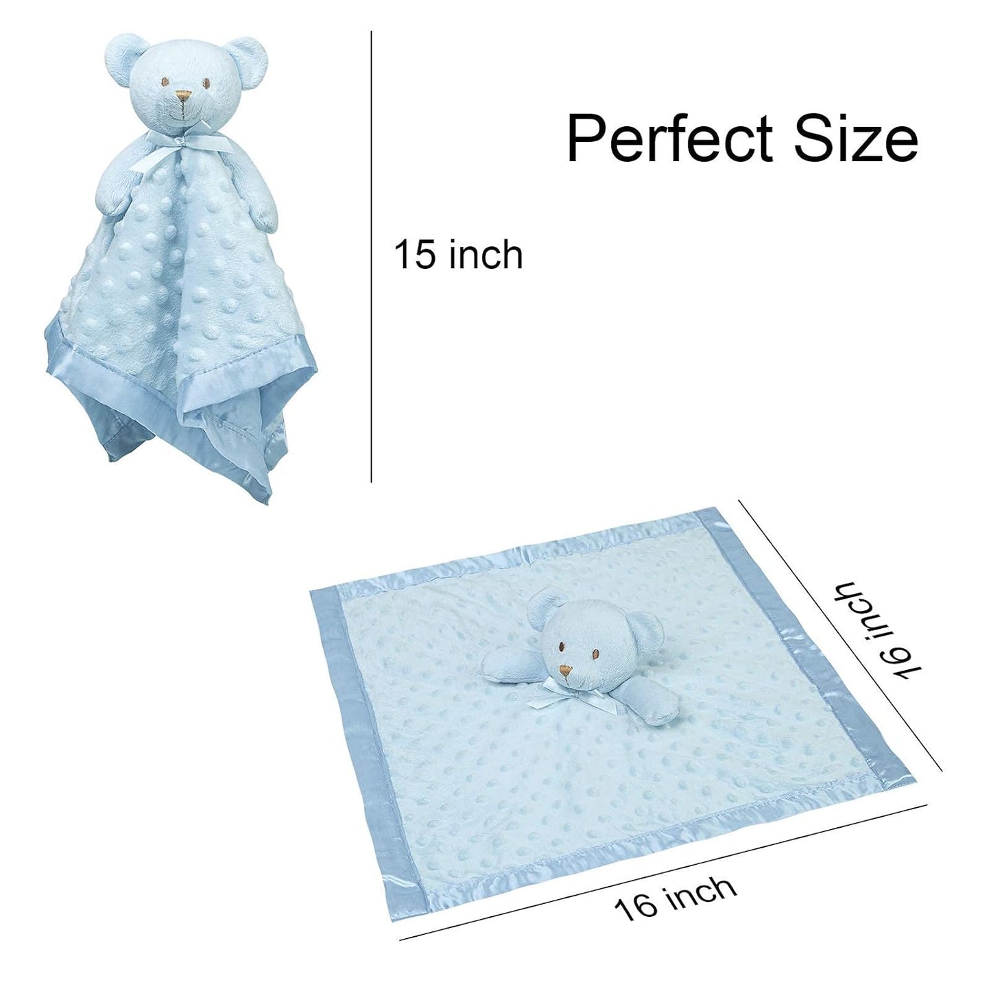Pro Goleem Teddy Bear Lovey Baby Security Blanket for Boys and Girls Unisex Soft Lovie Baby Gifts for Newborn Toddler Snuggle Toy Stuffed Animal Blue 16 Inch