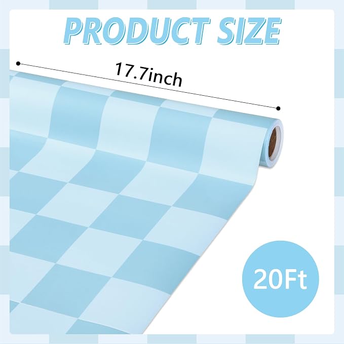 Blue Checkered Bulletin Board Paper Roll Retro Pastel Blue Bulletin Board