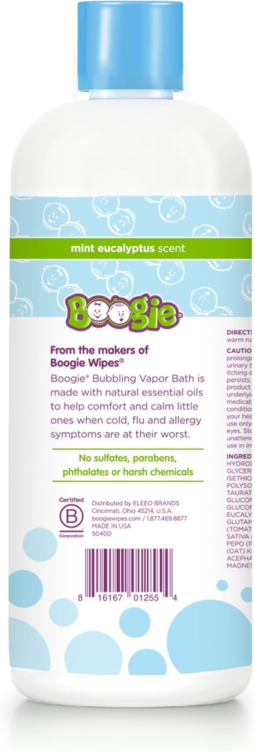 Boogie Kids Botanical Bubble Bath, Soothing Vapor, Made with Plant and Oat Extracts, Natural Essential Oils, Mint Eucalyptus, 18 oz (Pack of 1)