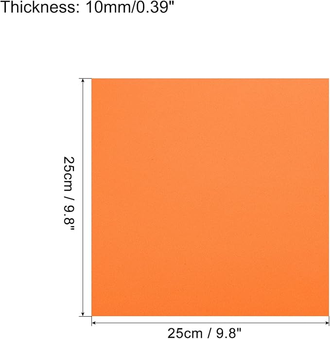 MECCANIXITY EVA Foam Sheets Orange 9.8 Inch x 9.8 Inch 10mm Thick Crafts Foam