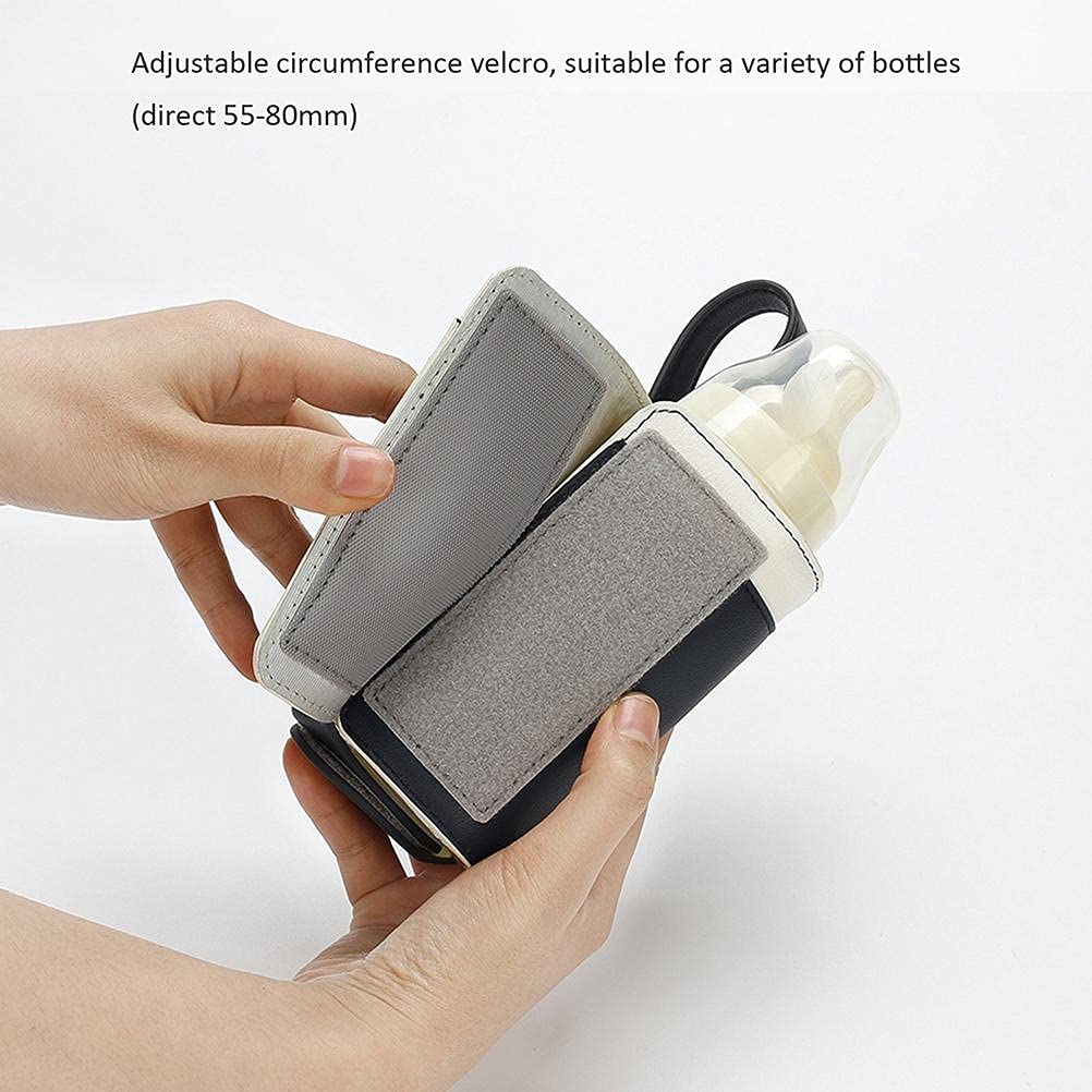 GOTOTOP Bottle Warmer Bag Portable Baby Bottle Warmer Leather Three Gears Adjustable Heated Bottle Bag Car Portable Thermostat Heating Cup Cover (c)