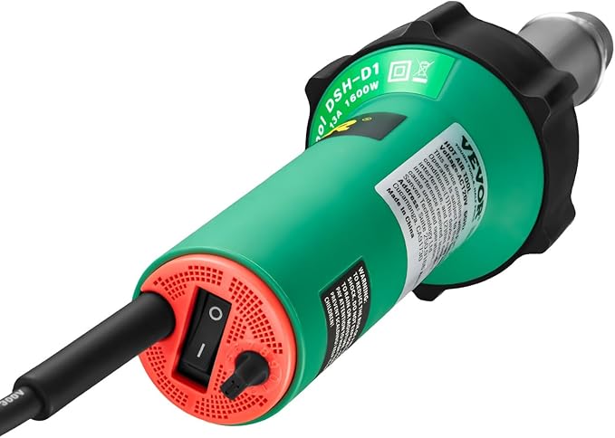 VEVOR Hot Air Plastic Welder, 1600W Hot Air Torch Pistol, 122-1112℉ PVC TPO Vinyl Heat Gun Welding Torch, Plastic Roofing Welding Kit with 14 Accessories- Toolbox, Nozzle, Roller, Blades for PP/PE/PVC