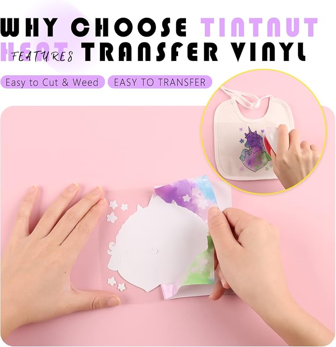 Tintnut Purple Tie Dye Heat Transfer Vinyl, PU HTV Sheets, easy cut & weed