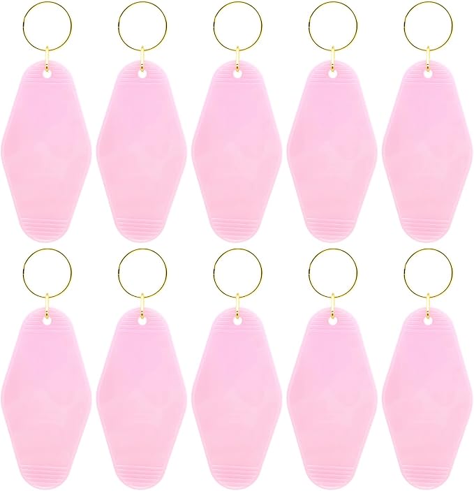 10pcs Blank Hotel Keychains Bulk Vintage Motel Keychain Vinyl Keychains Gold