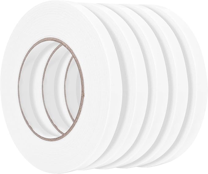 Double Sided Foam Tape 0.39In x 16.5FT 5 Pack, Mounting Tape Heavy Duty