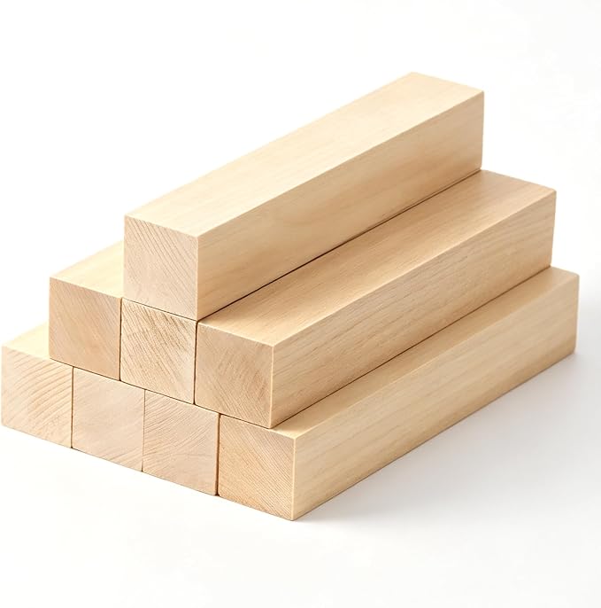 8 Pack Basswood Carving Blocks, Unfinished Wood Whittling Blocks