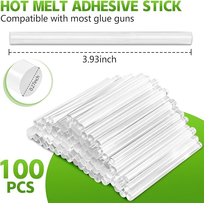 KISEER 100 Pack Clear 0.27 x 4 Inch Full Size Hot Glue Sticks Universal Fit