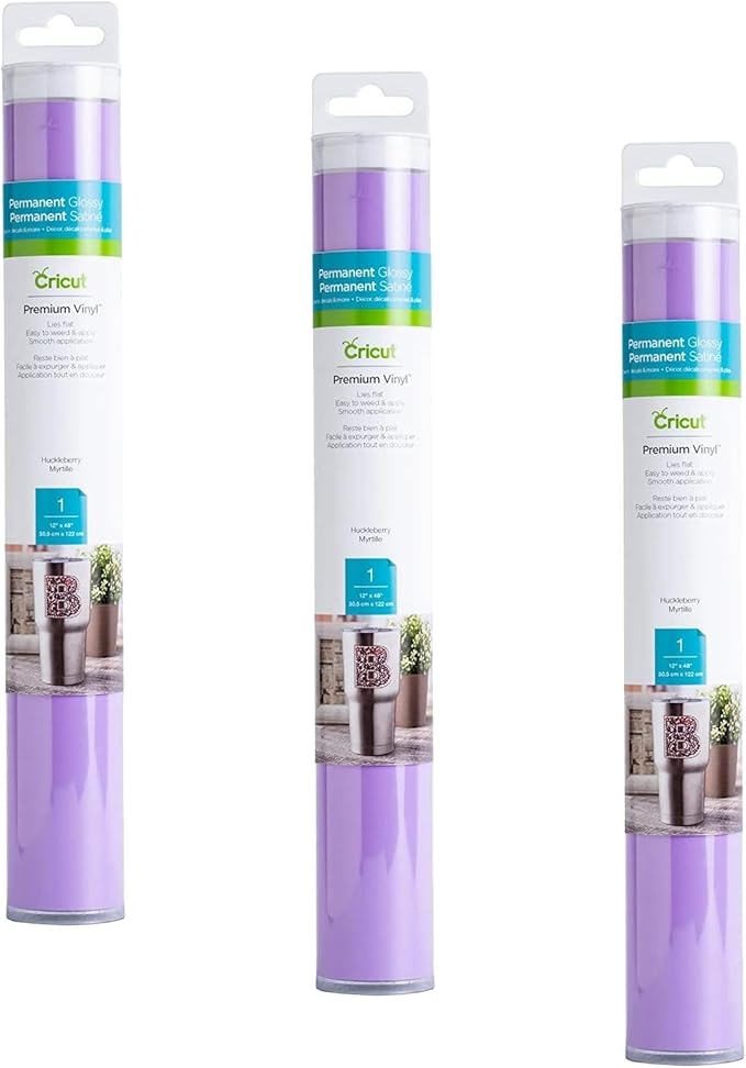 Cricut Premium Permanent Vinyl, Huckleberry 3-Pack of 4ft Rolls